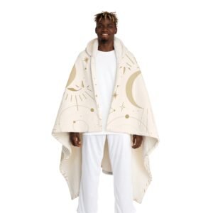 Cosmic Moon Hooded Sherpa Blanket