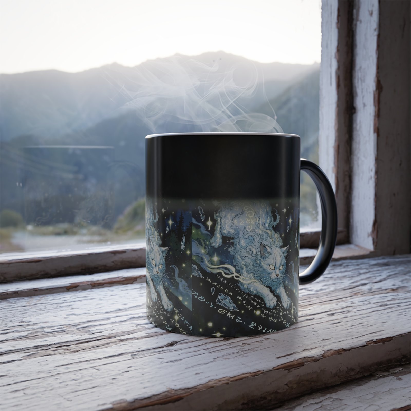 Mystical Cloud Cat Color Morphing Mug, 11oz - Image 2