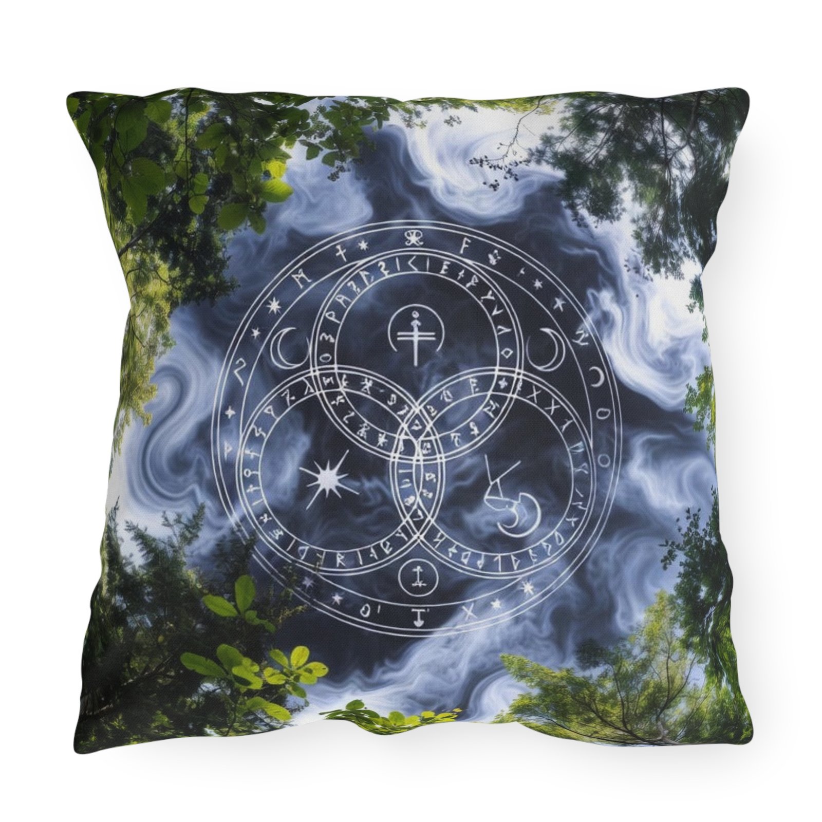 Mystic Forest Outdoor Pillow — Celestial Triquetra Sigil Design - Image 13