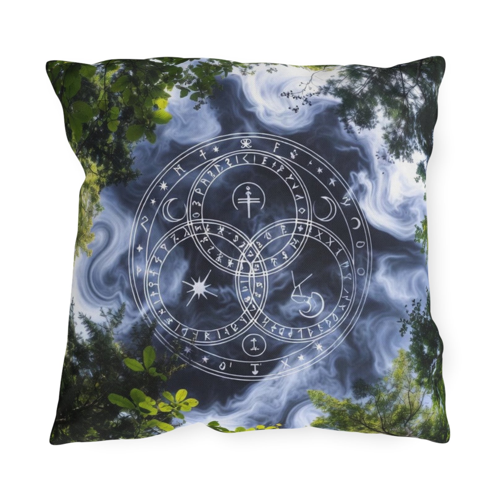 Mystic Forest Outdoor Pillow — Celestial Triquetra Sigil Design - Image 9