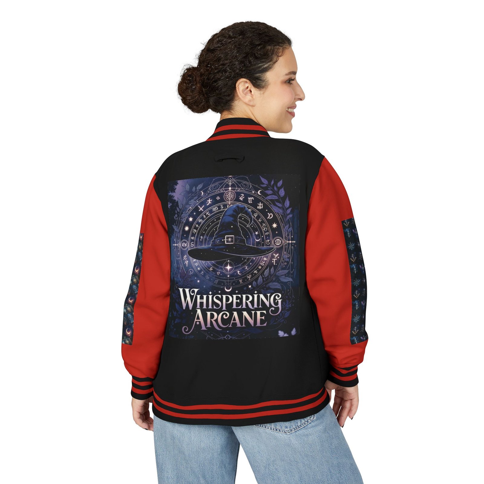 Letterman Jacket — Whispering Arcane Graphic Varsity Jacket Unisex - Image 46