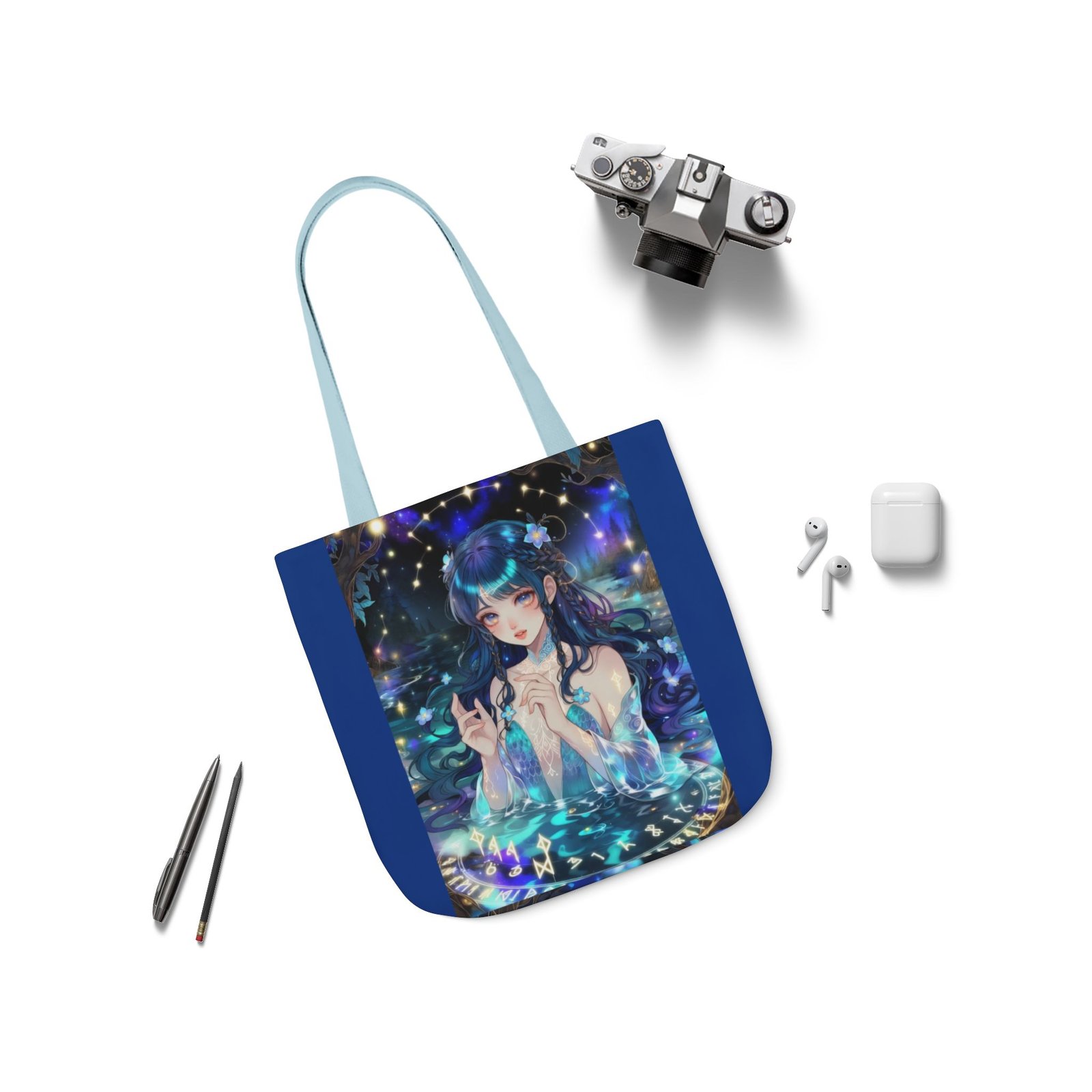 Mystic Mermaid Canvas Tote — Anime Galaxy Illustration Bag - Image 13