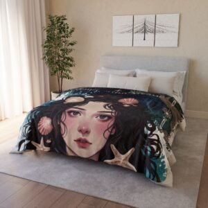 Whispering Arcane Shell Maiden Fleece Sherpa Blanket — Cozy Ocean-Inspired Throw for Fantasy Lovers