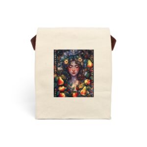 Canvas Lunch Bag — Autumn Fruit Goddess Art Tote with Strap