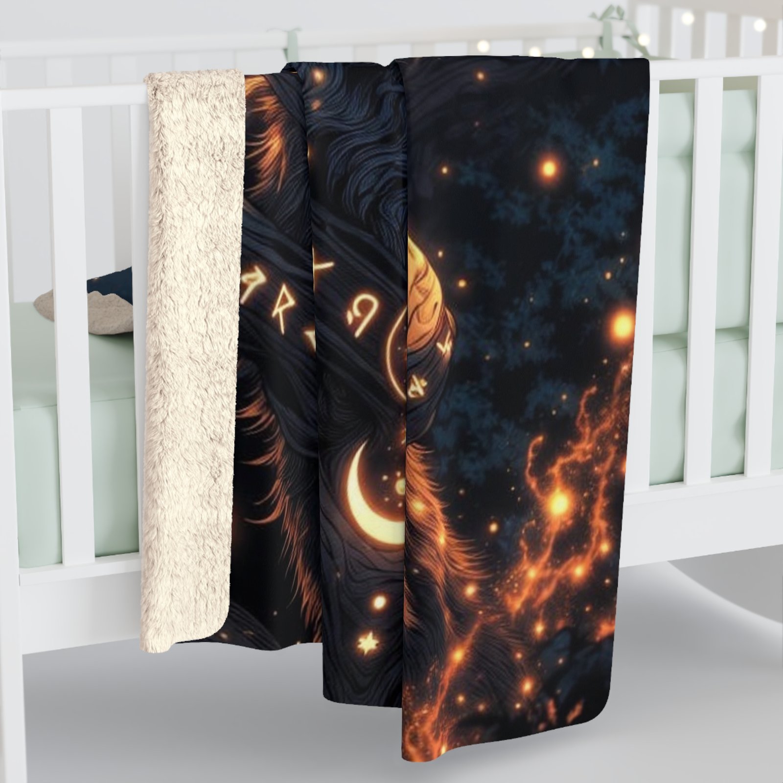 Mystic Fox Sherpa Blanket - Glowing Celestial Fox Fleece Throw - Image 8