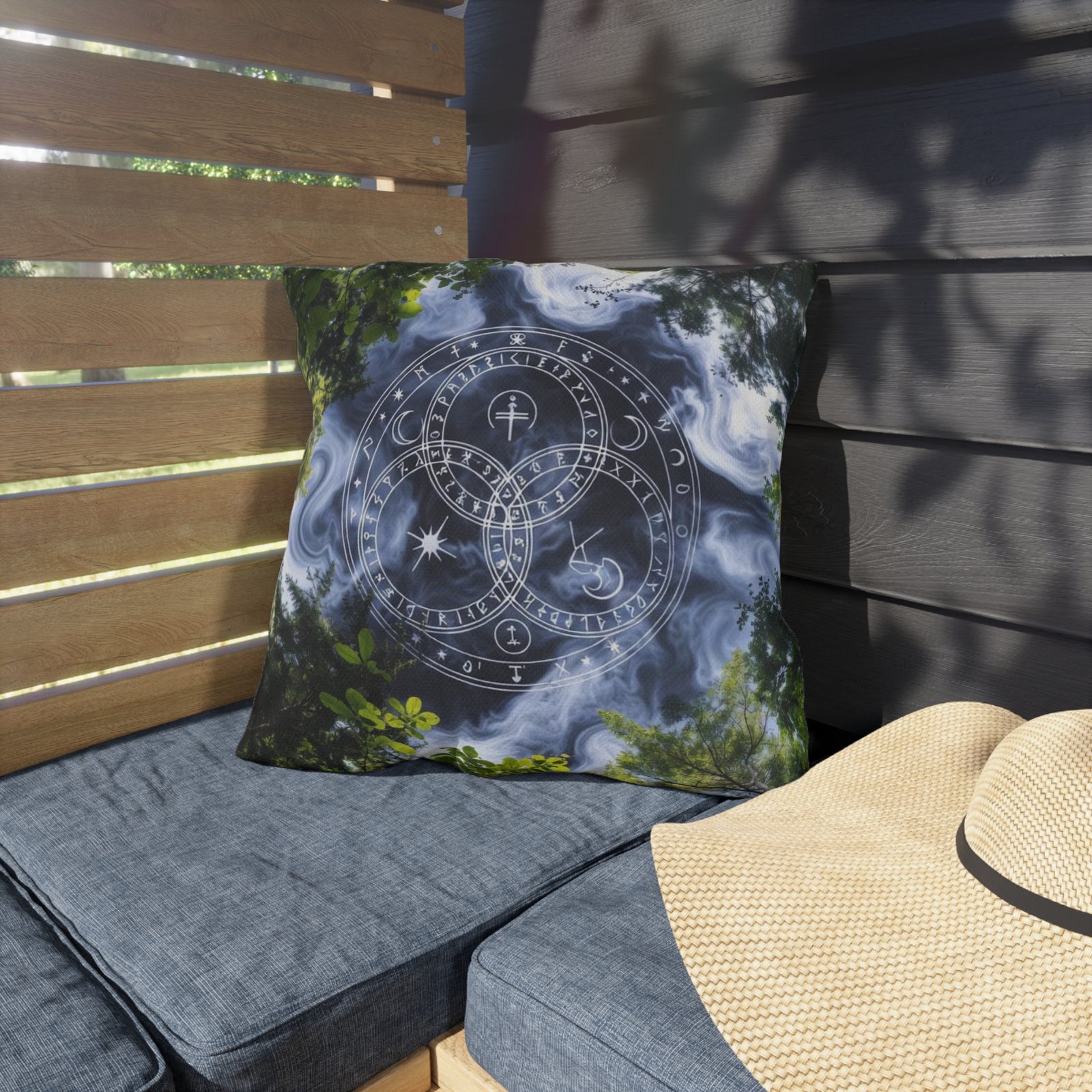 Mystic Forest Outdoor Pillow — Celestial Triquetra Sigil Design - Image 11