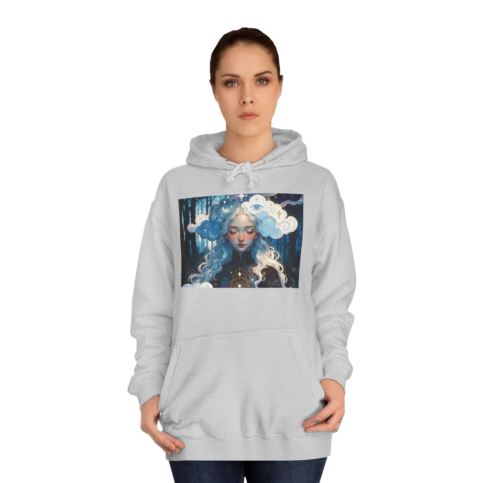 Celestial Dreamer Hoodie — Ethereal Moon & Clouds Art Sweatshirt - Image 16