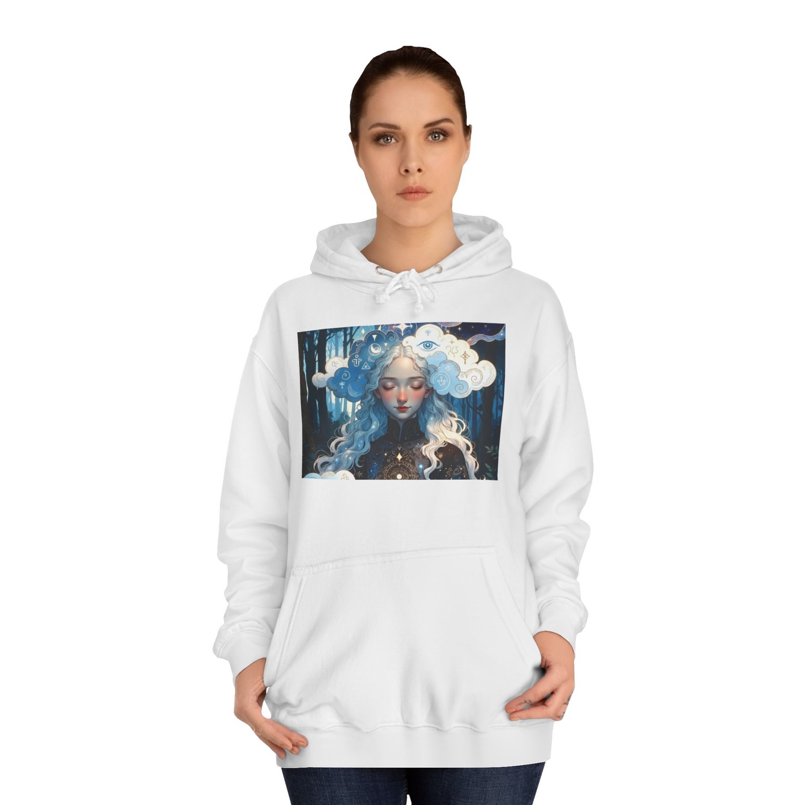 Celestial Dreamer Hoodie — Ethereal Moon & Clouds Art Sweatshirt - Image 8