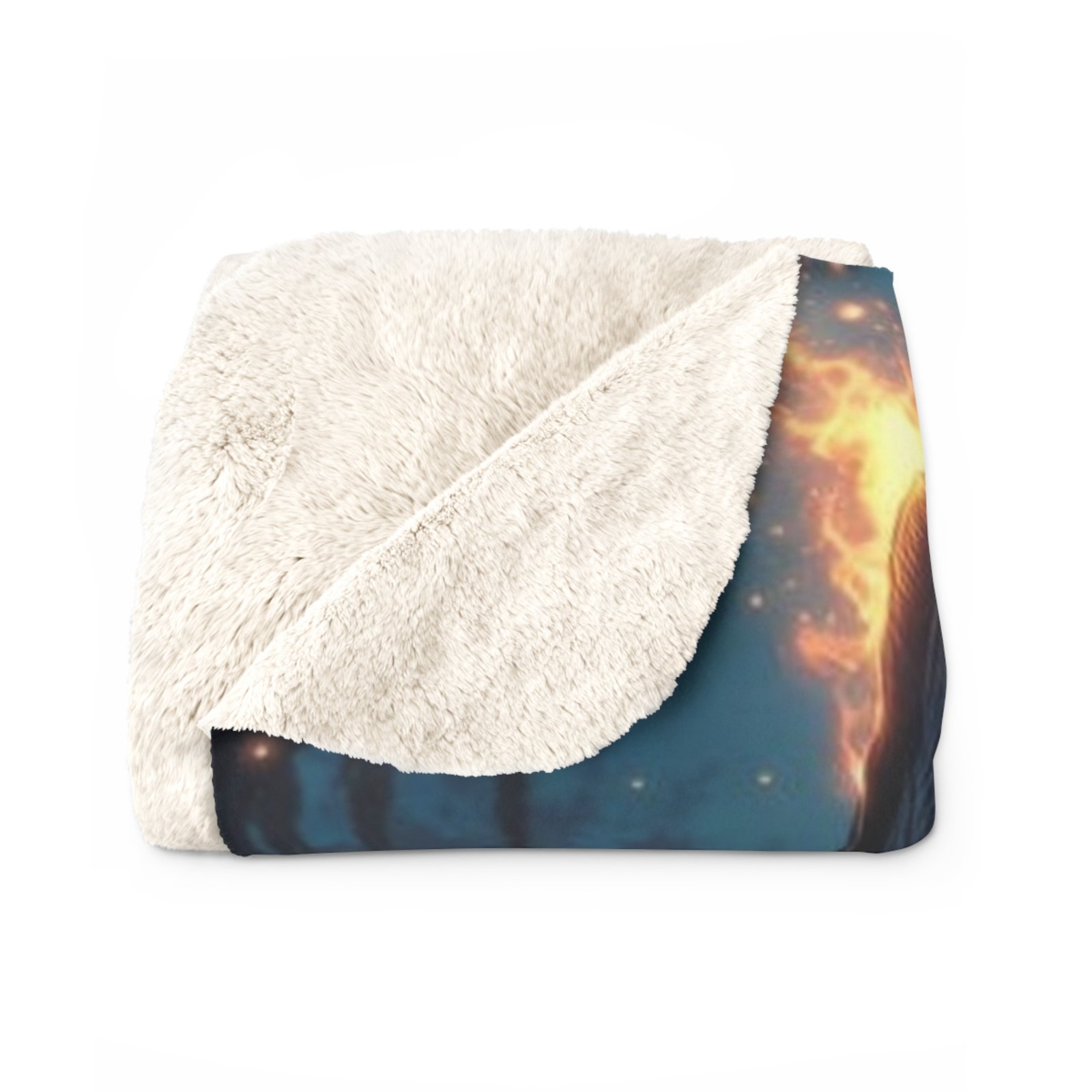 Mystic Fox Sherpa Blanket - Glowing Celestial Fox Fleece Throw - Image 6