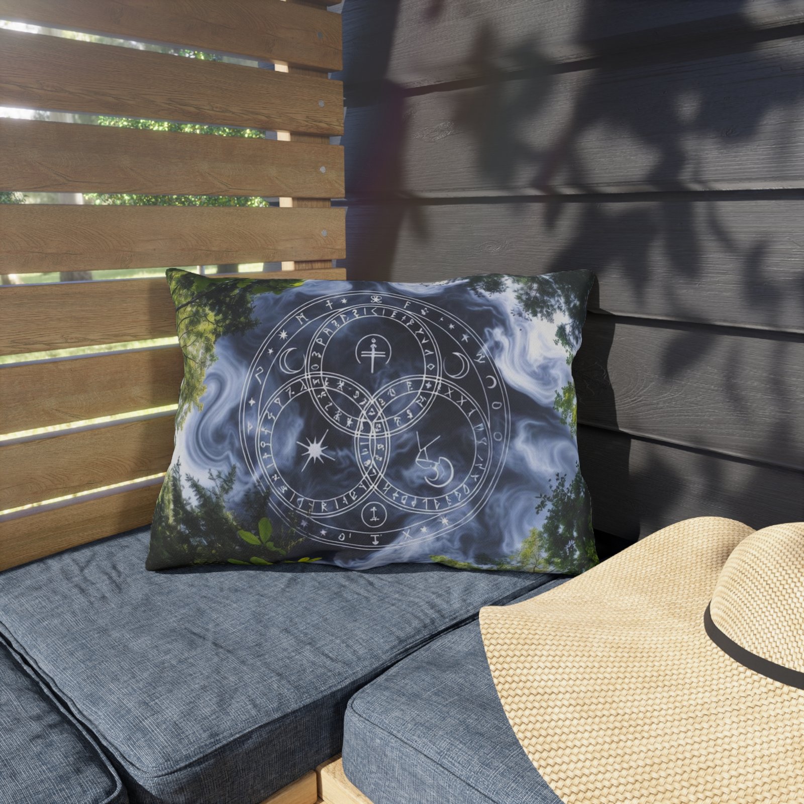 Mystic Forest Outdoor Pillow — Celestial Triquetra Sigil Design - Image 7