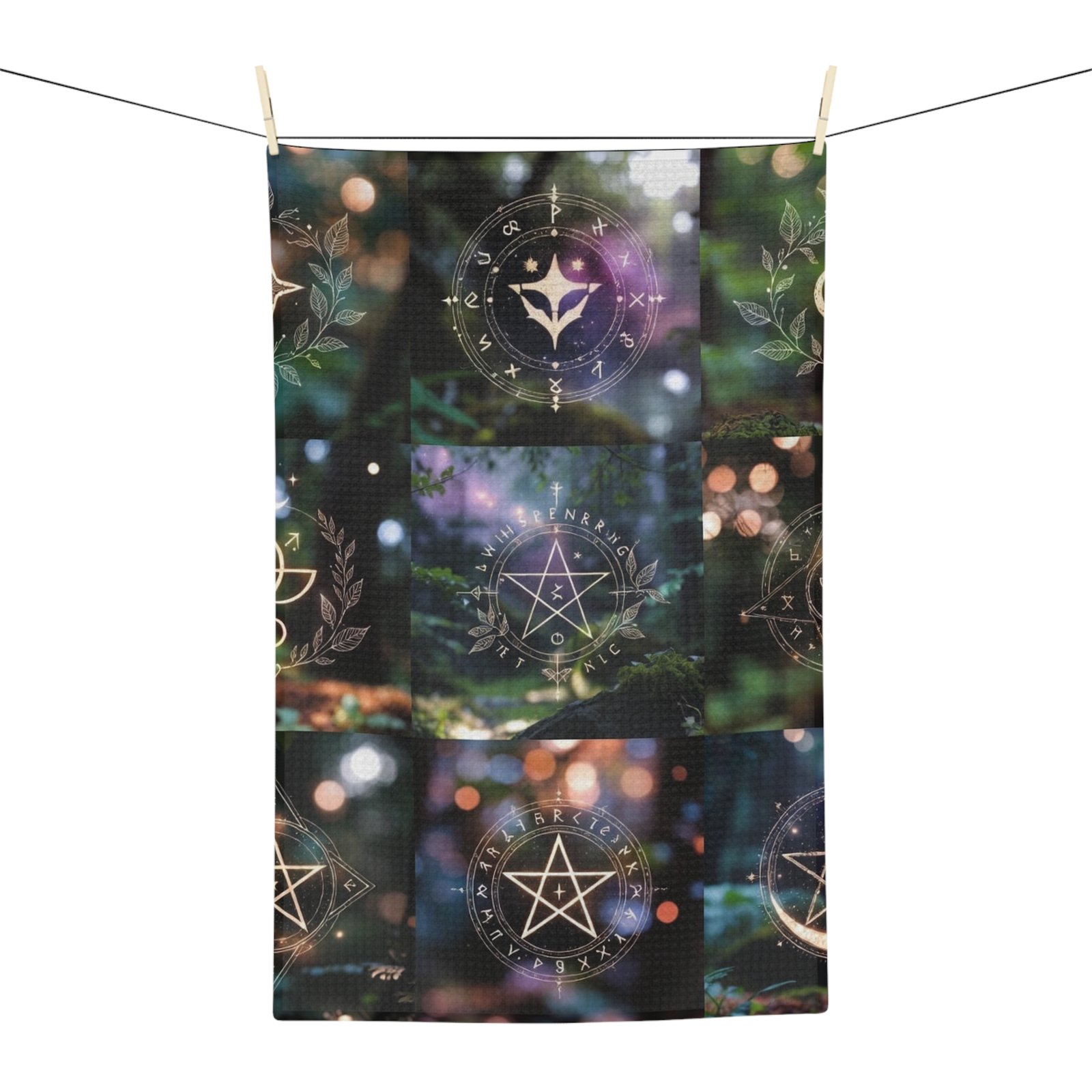 Mystic Pentacle Tea Towel — Witchy Botanical Microfiber Kitchen Towel - Image 6
