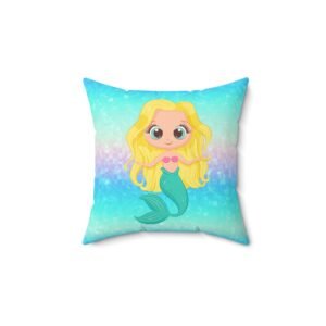 Mermaid Vibes Yellow Spun Polyester Square Pillow