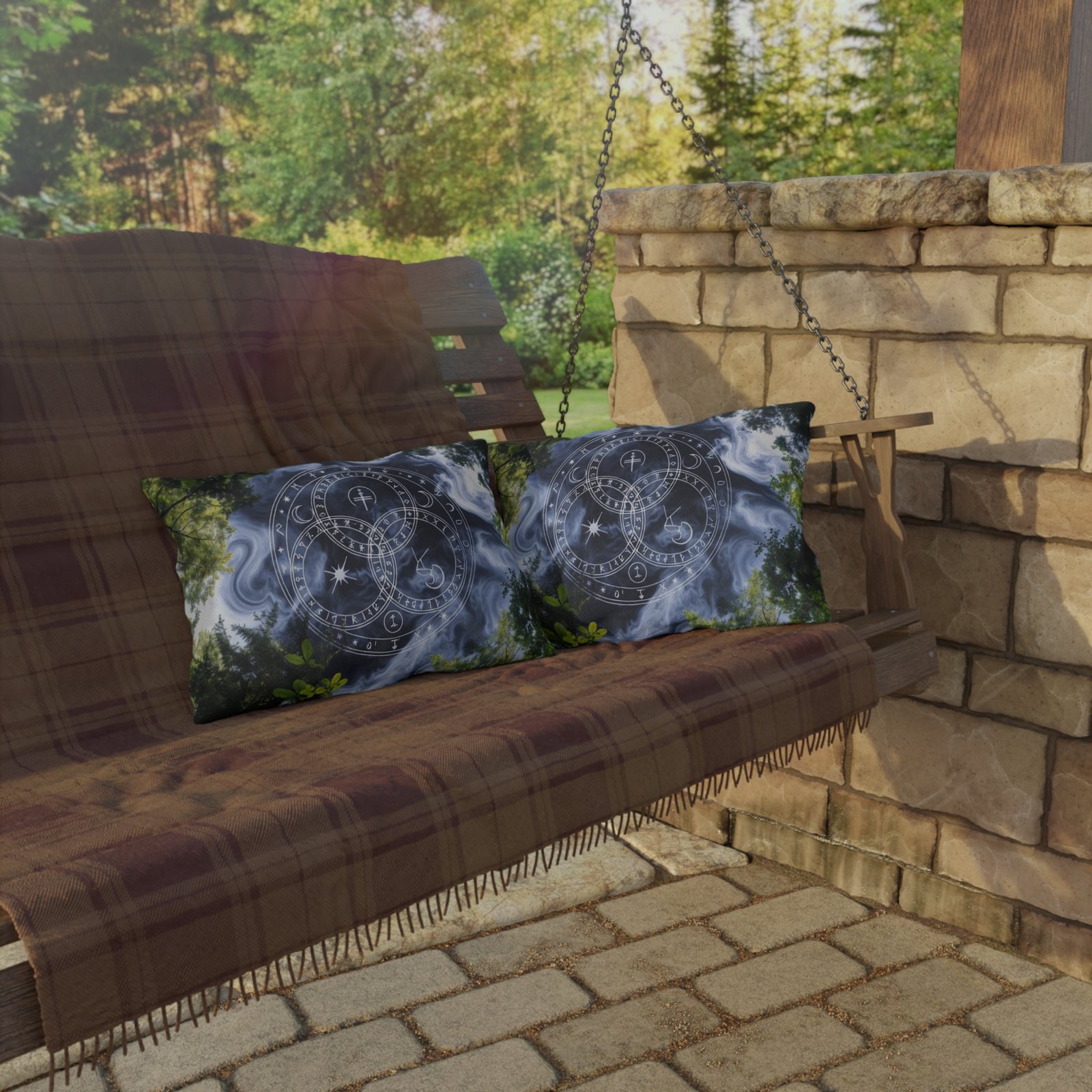 Mystic Forest Outdoor Pillow — Celestial Triquetra Sigil Design - Image 8