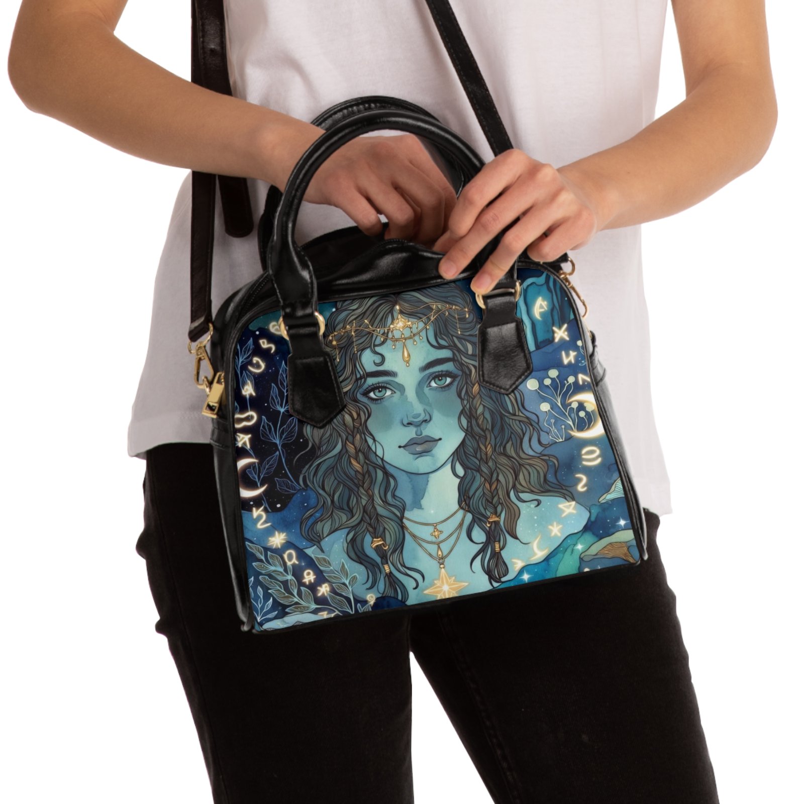 Mystic Maiden Shoulder Handbag — Ethereal Goddess Portrait Purse - Image 4