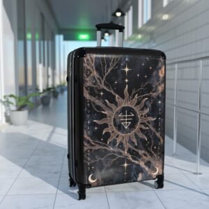 Celestial Sun Symbol Suitcase — Mystical Travel Carry-On
