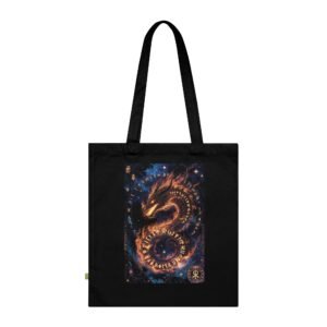 Dragon Spiral Organic Cotton Tote Bag — Celestial Fiery Design