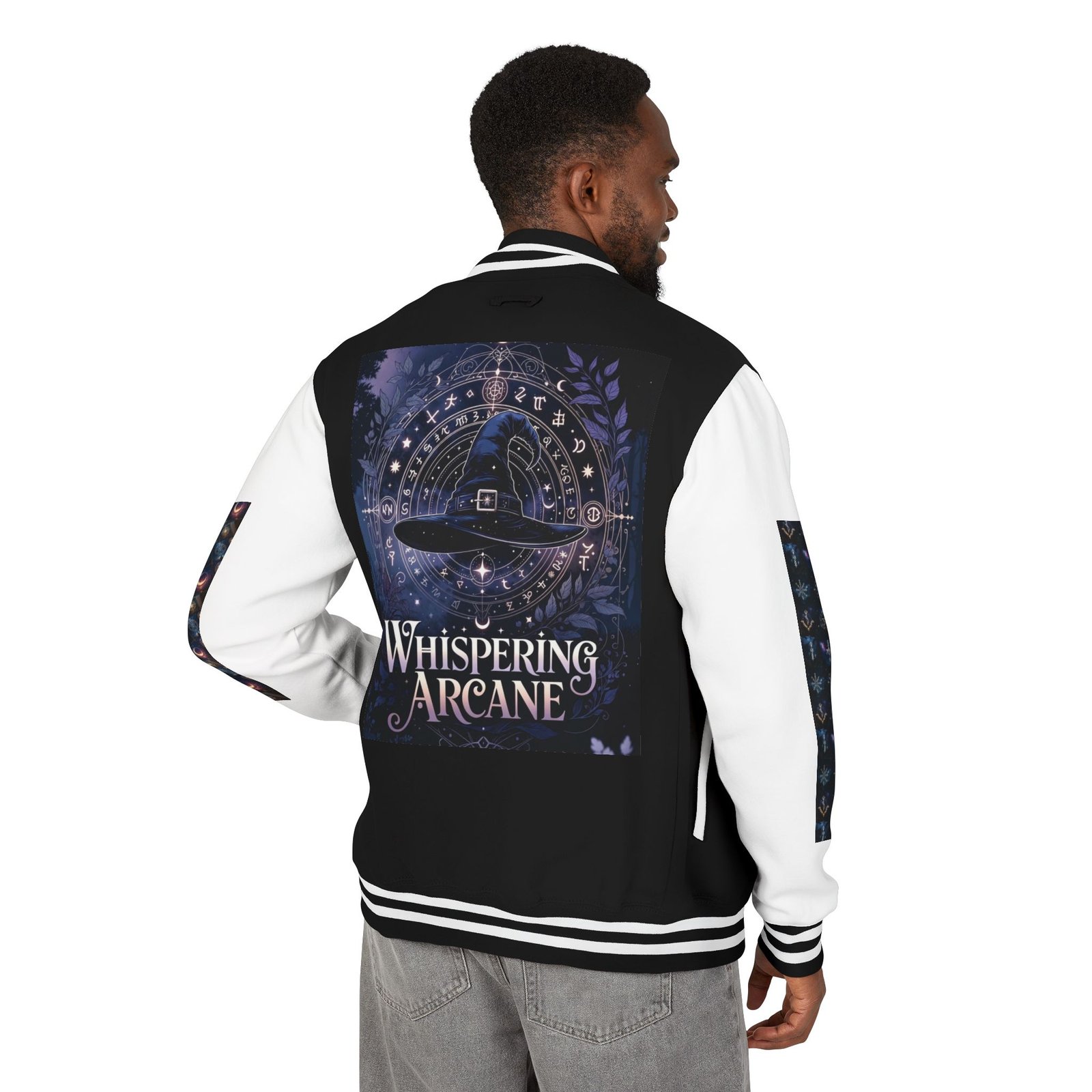 Letterman Jacket — Whispering Arcane Graphic Varsity Jacket Unisex - Image 17
