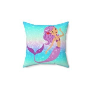 Mermaid Vibes Light Purple Tail Spun Polyester Square Pillow