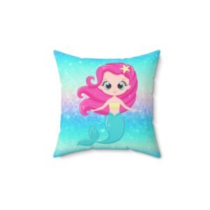 Mermaid Vibes Pink Hair Spun Polyester Square Pillow