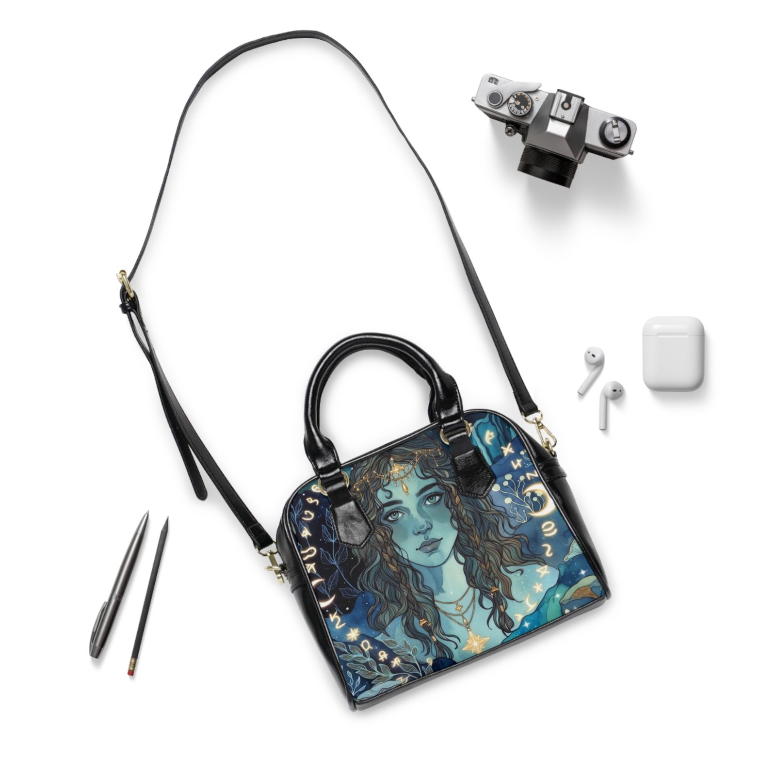 Mystic Maiden Shoulder Handbag — Ethereal Goddess Portrait Purse - Image 3