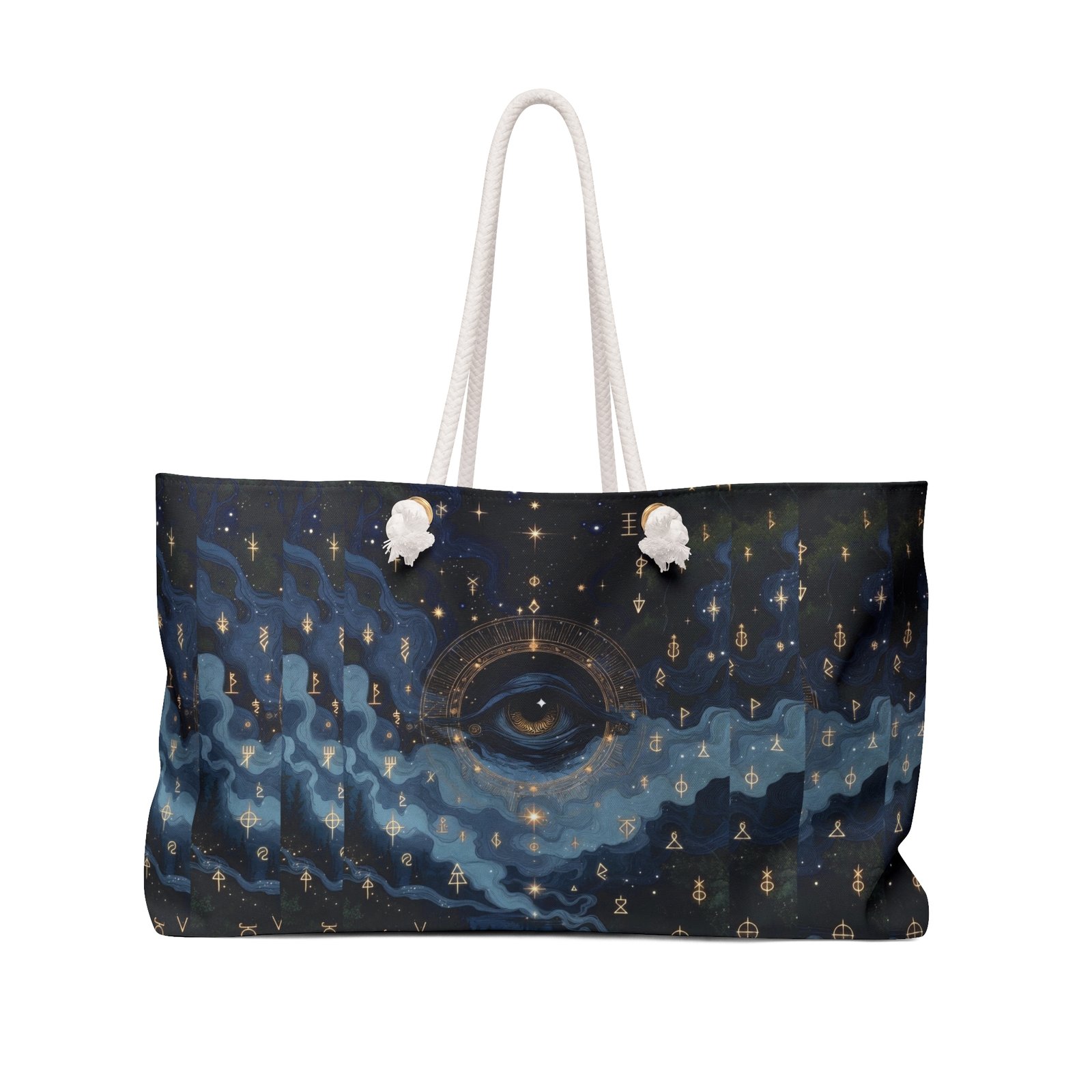 Mystic Night Sky Weekender Bag — All-Seeing Eye & Starry Cloud Travel Tote