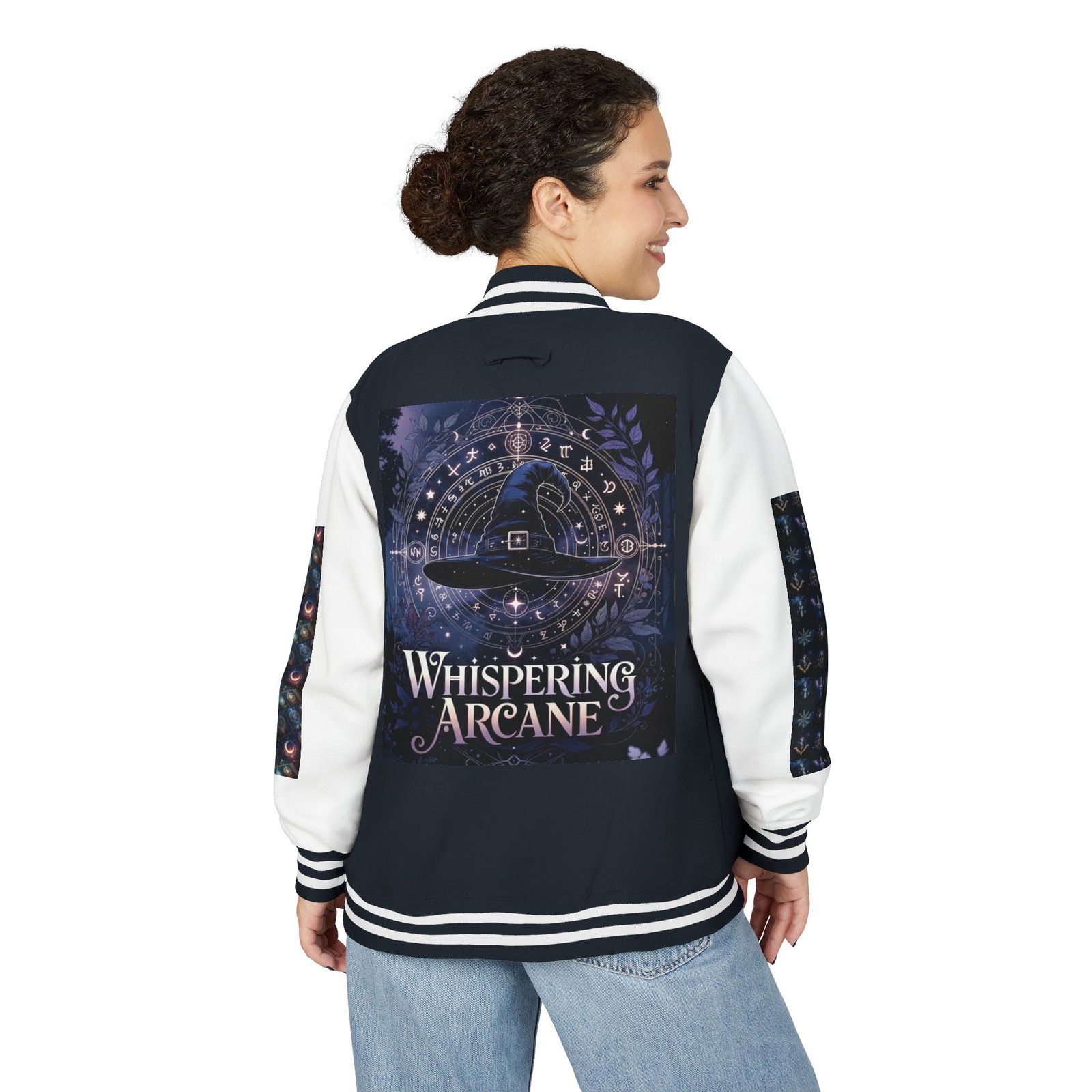 Letterman Jacket — Whispering Arcane Graphic Varsity Jacket Unisex - Image 34
