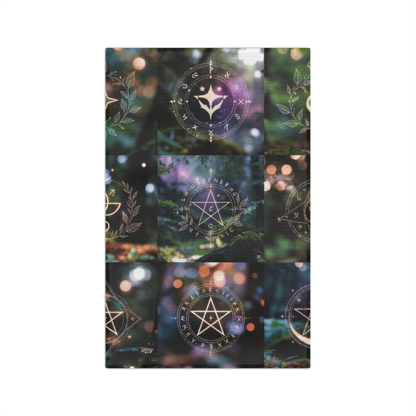 Mystic Pentacle Tea Towel — Witchy Botanical Microfiber Kitchen Towel - Image 2