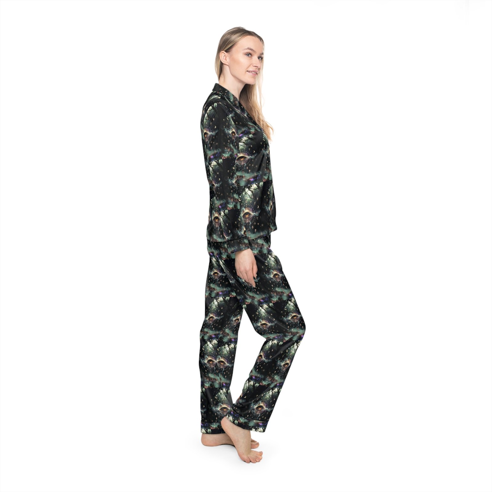 Galaxy Night Satin Pajama Set — Women's Luxurious Printed Sleepwear - Image 6