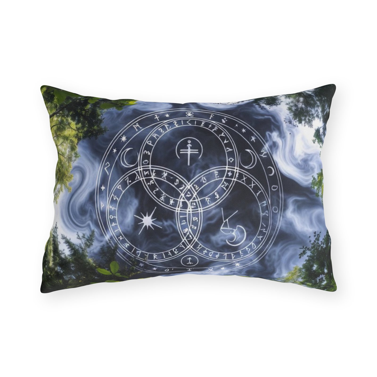 Mystic Forest Outdoor Pillow — Celestial Triquetra Sigil Design - Image 5