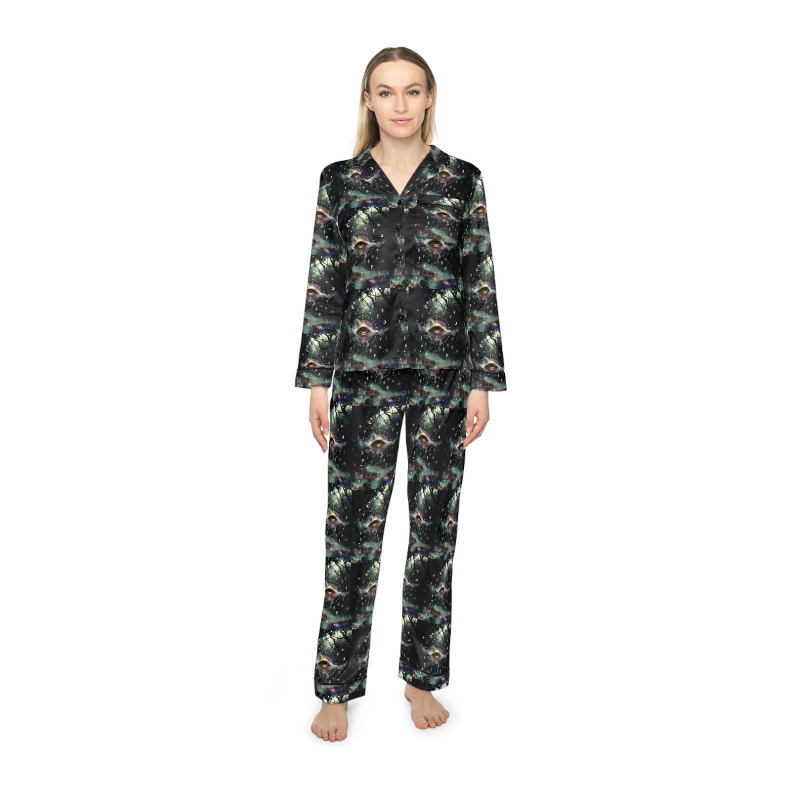 Galaxy Night Satin Pajama Set — Women's Luxurious Printed Sleepwear - Image 4