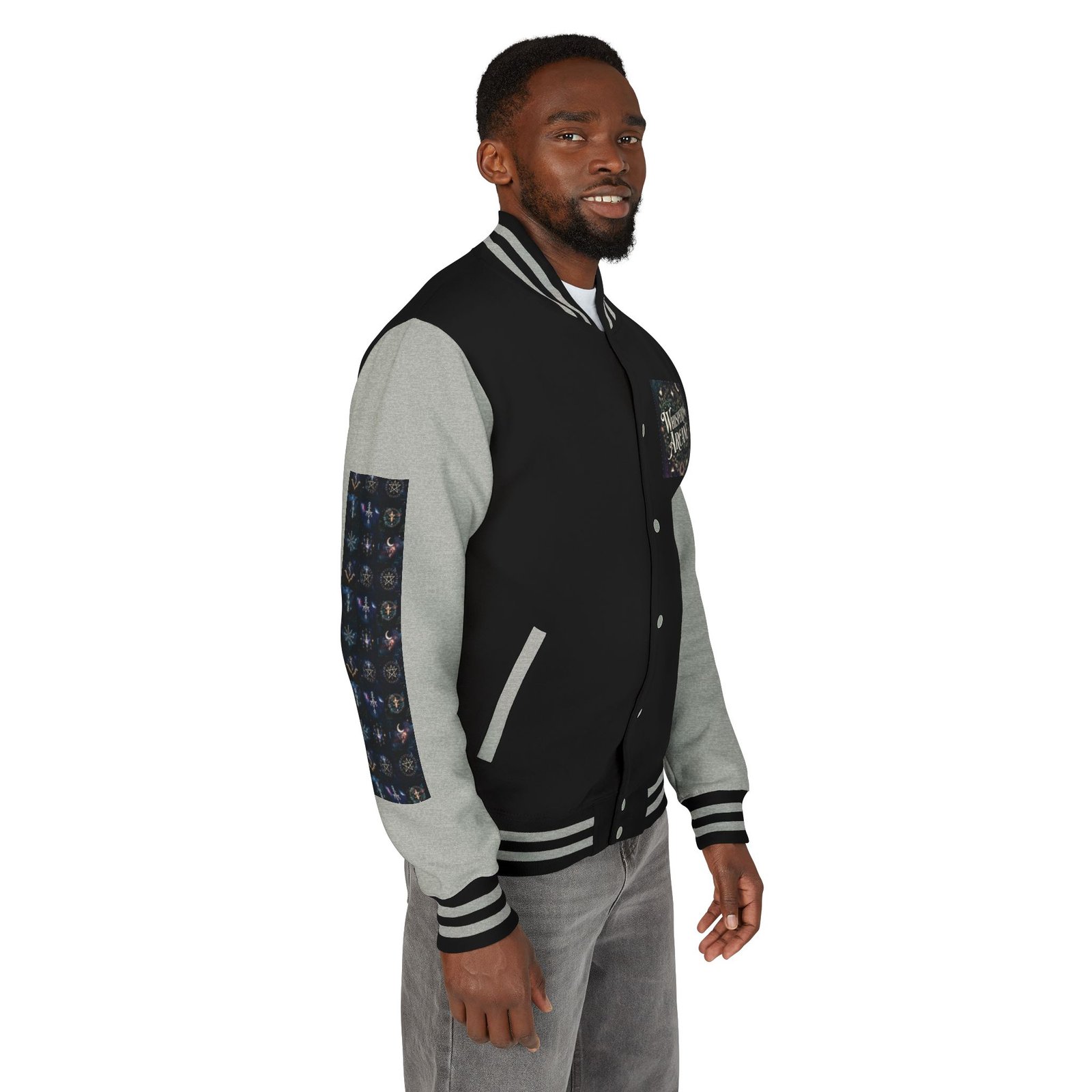 Letterman Jacket — Whispering Arcane Graphic Varsity Jacket Unisex - Image 6