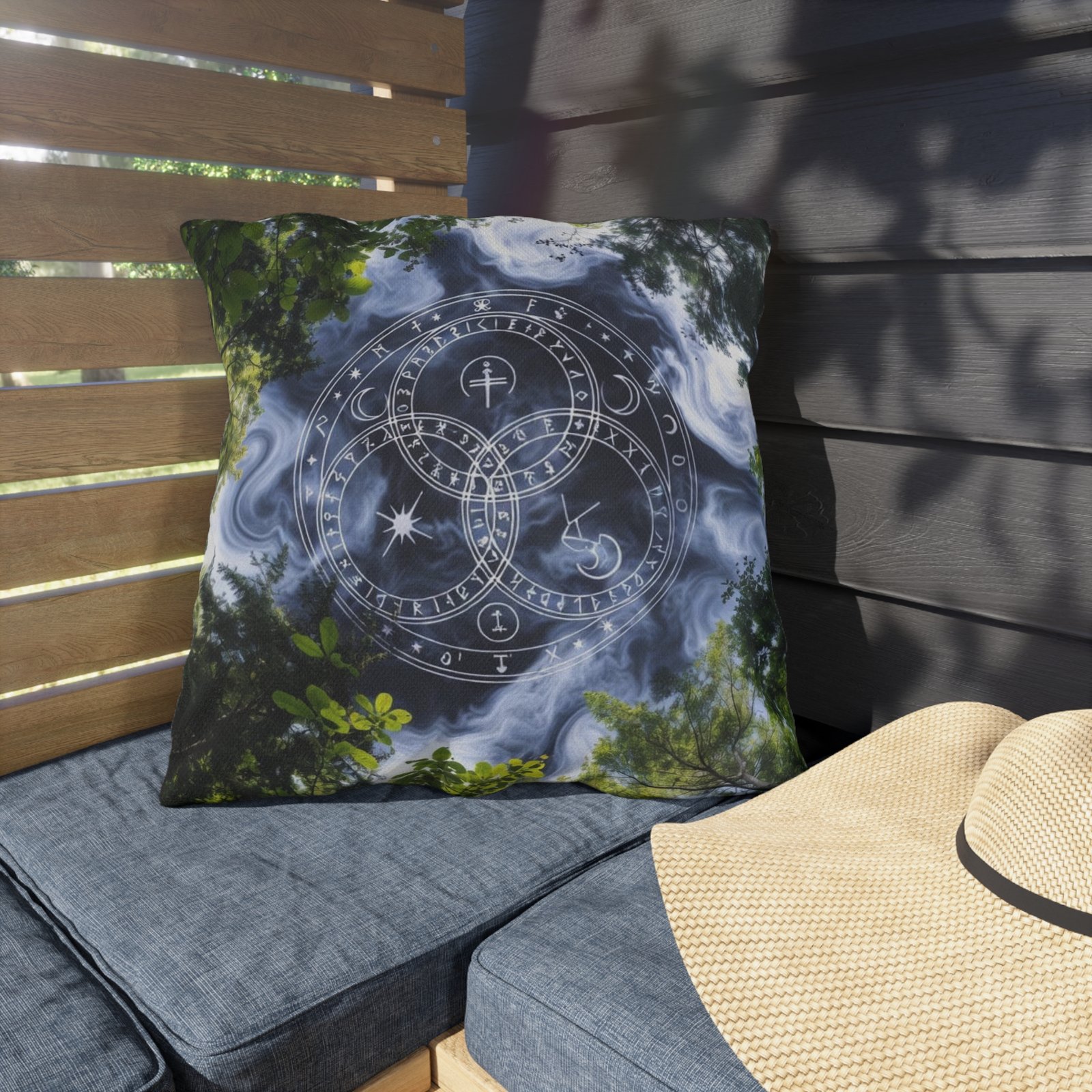 Mystic Forest Outdoor Pillow — Celestial Triquetra Sigil Design - Image 15