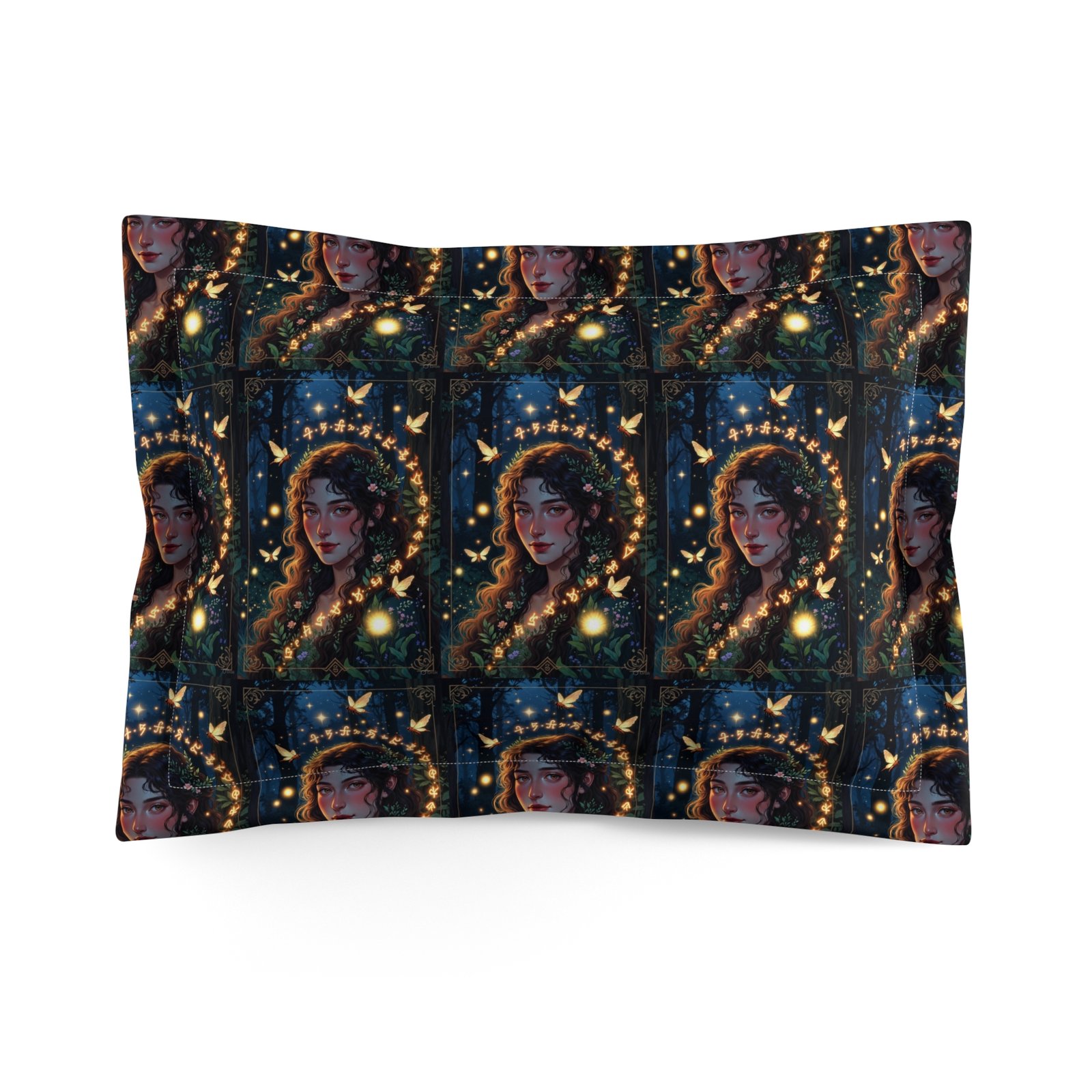 Mystic Garden Pillow Sham – Ethereal Woman Portrait Decorative Pillowcase - Image 2