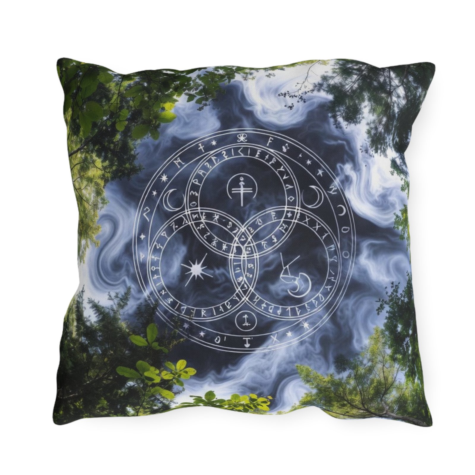 Mystic Forest Outdoor Pillow — Celestial Triquetra Sigil Design - Image 10