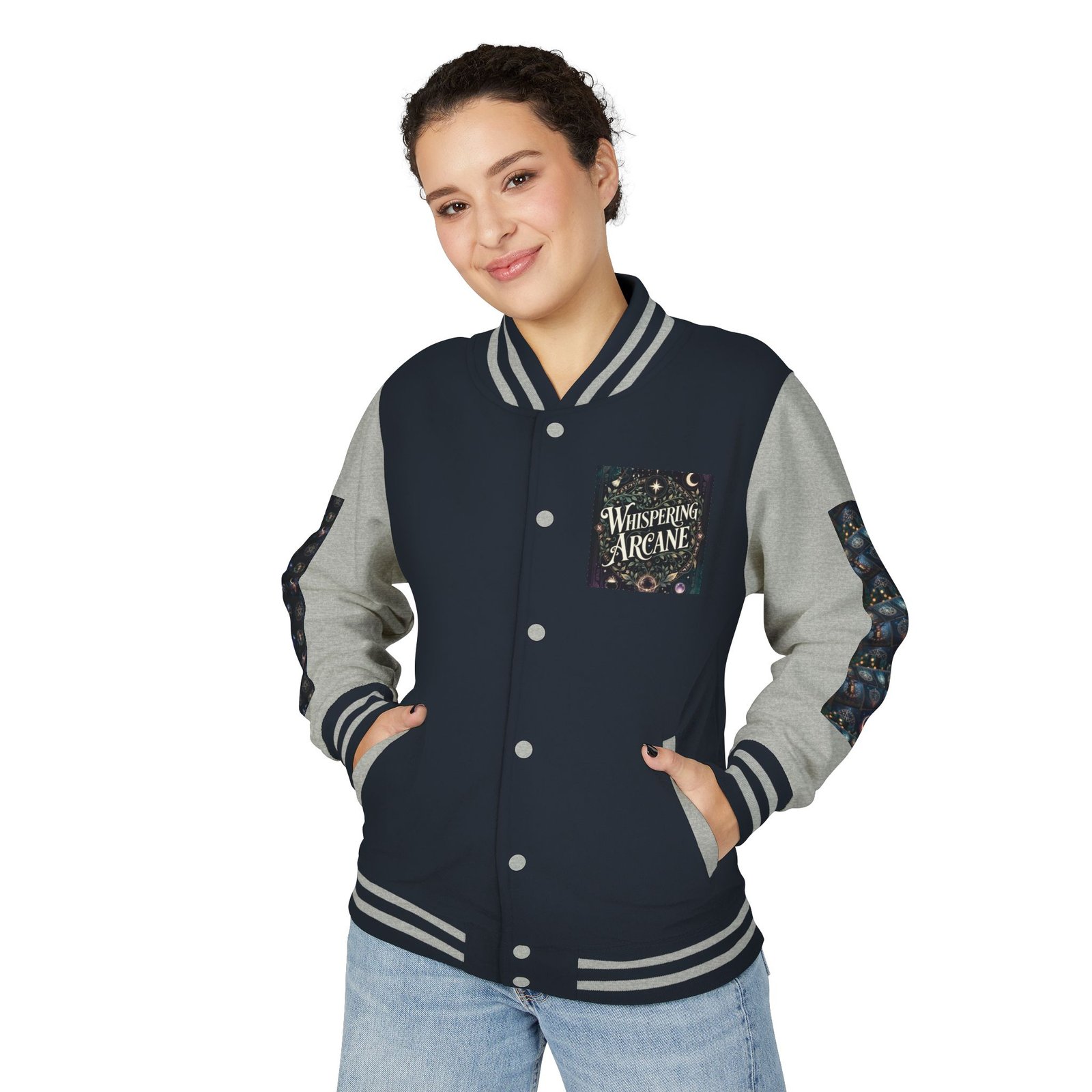 Letterman Jacket — Whispering Arcane Graphic Varsity Jacket Unisex - Image 27