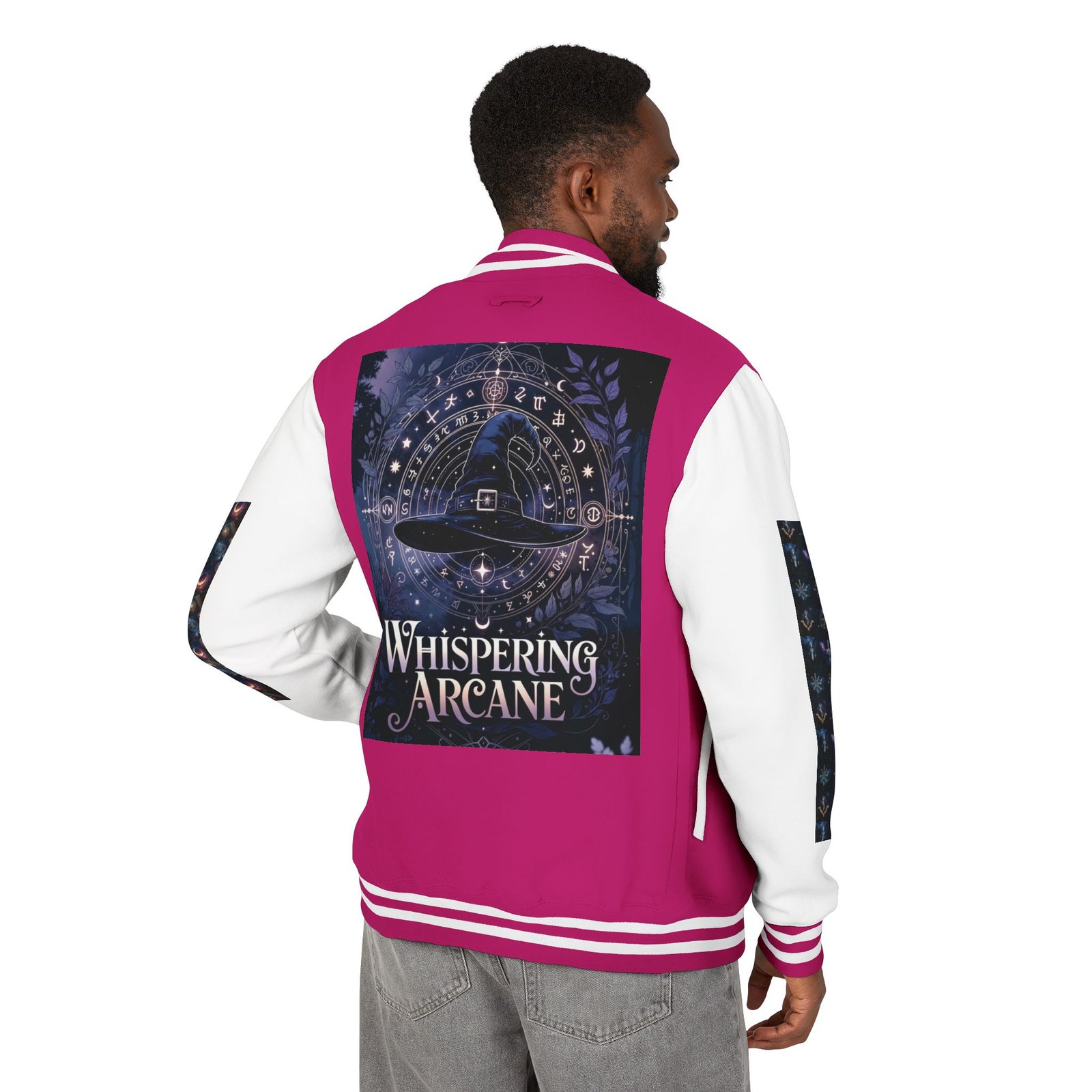 Letterman Jacket — Whispering Arcane Graphic Varsity Jacket Unisex - Image 11