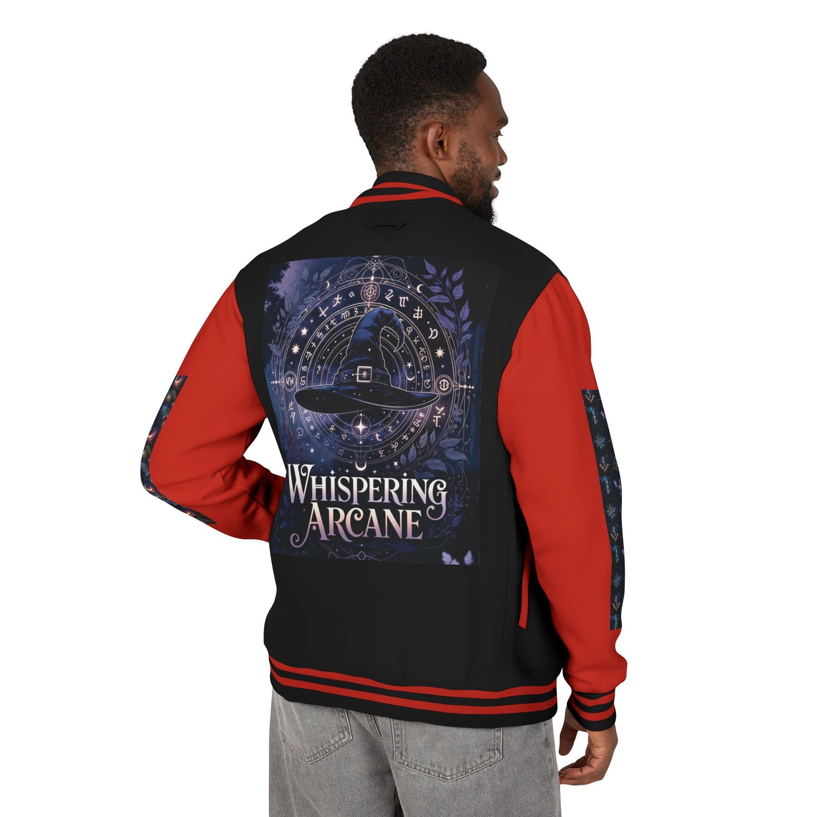 Letterman Jacket — Whispering Arcane Graphic Varsity Jacket Unisex - Image 47
