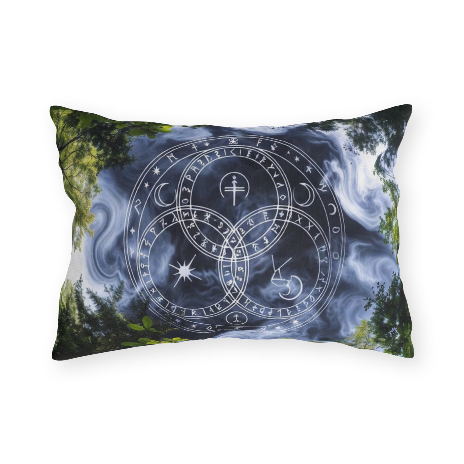 Mystic Forest Outdoor Pillow — Celestial Triquetra Sigil Design - Image 6