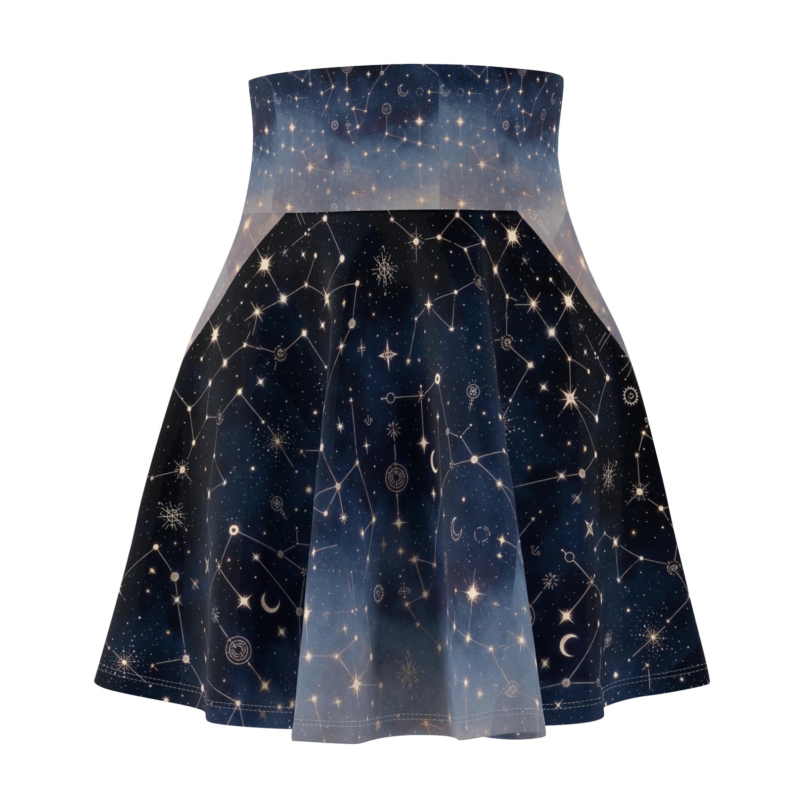 Celestial Constellation Skater Skirt — Starry Night Zodiac Print - Image 2