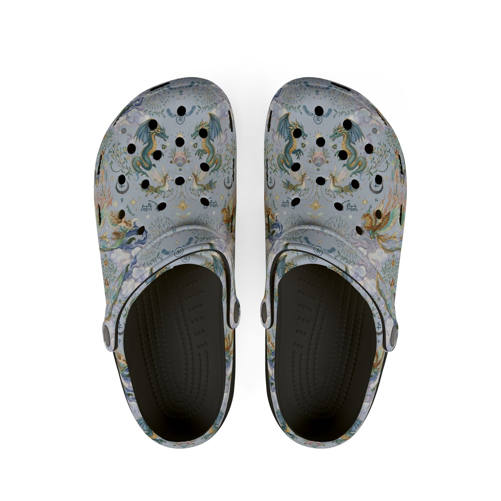 Dragon Mermaid Garden EVA Foam Clogs — Watercolor Sea Creatures Slip-On Shoes - Image 10