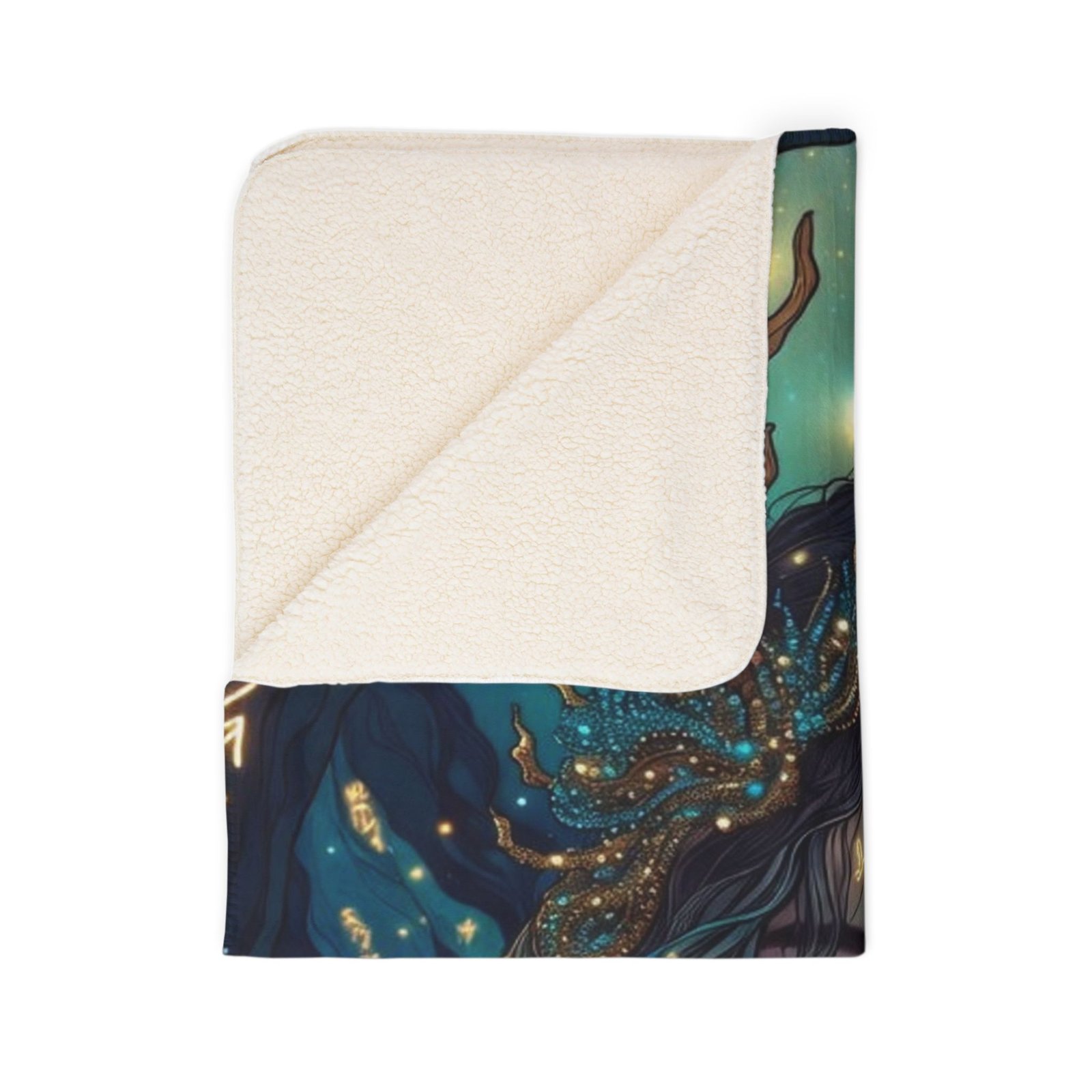 Mystic Forest Queen Sherpa Blanket — Ethereal Goddess Fleece Throw - Image 5