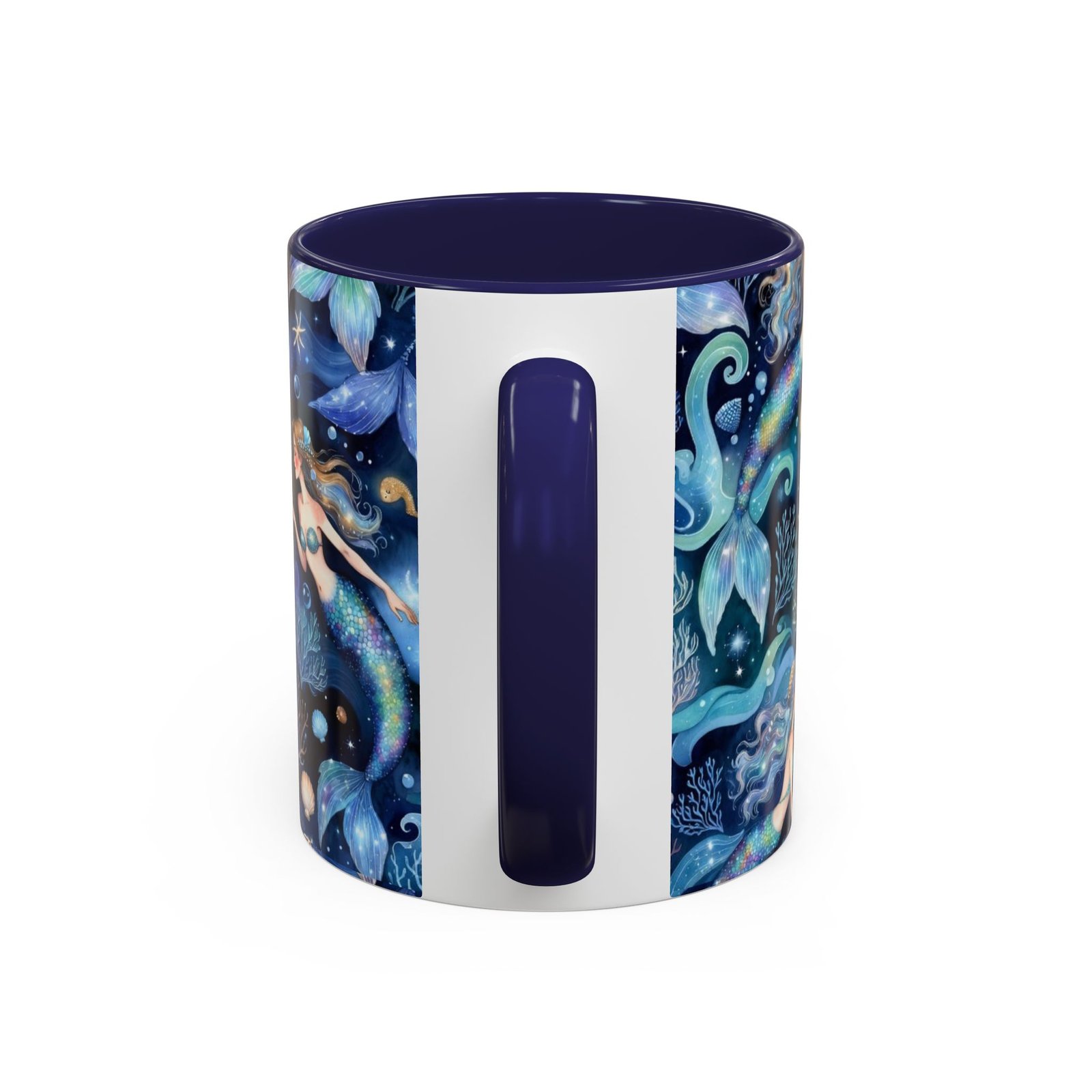 Mermaid Sea Pattern Accent Coffee Mug – 11/15oz Oceanic Fantasy Ceramic Mug - Image 12