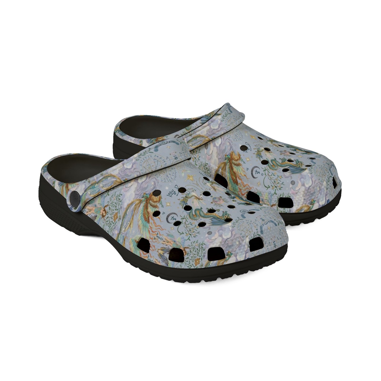 Dragon Mermaid Garden EVA Foam Clogs — Watercolor Sea Creatures Slip-On Shoes - Image 11