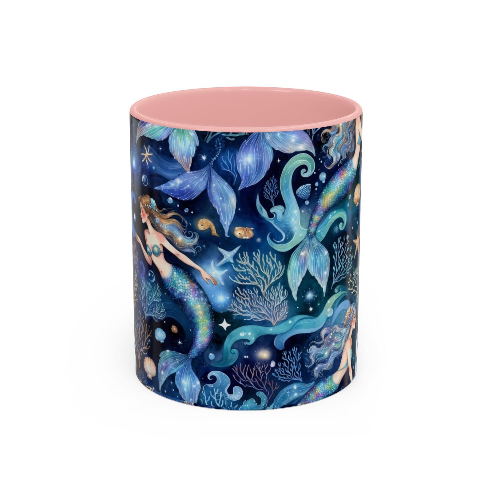 Mermaid Sea Pattern Accent Coffee Mug – 11/15oz Oceanic Fantasy Ceramic Mug - Image 13