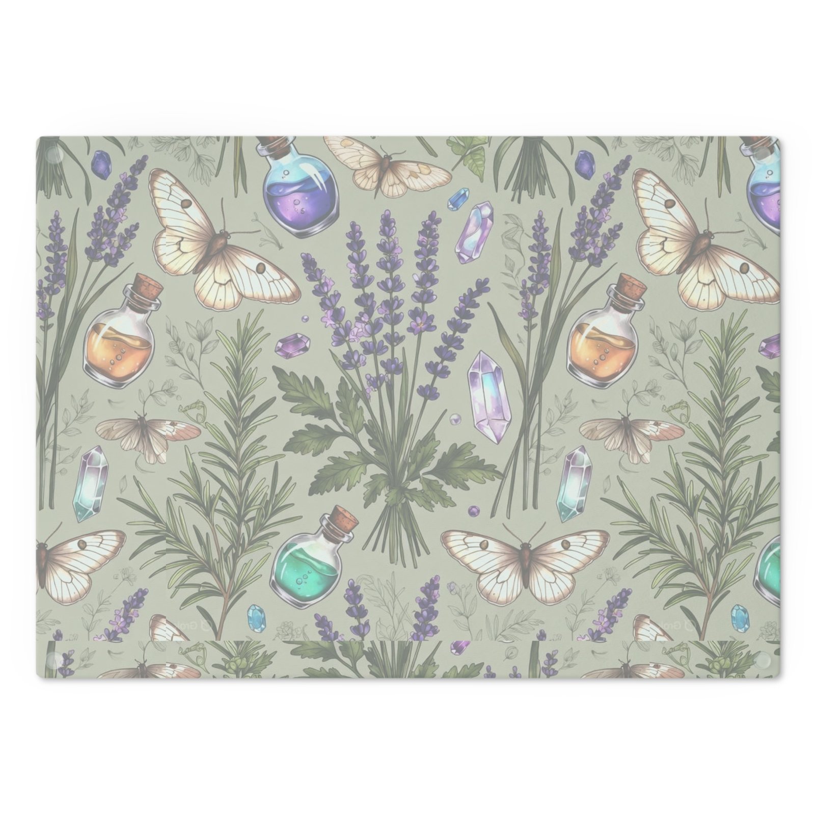 Herbal Apothecary Cutting Board — Lavender, Botanicals & Potion Bottle Kitchen Decor - Image 3