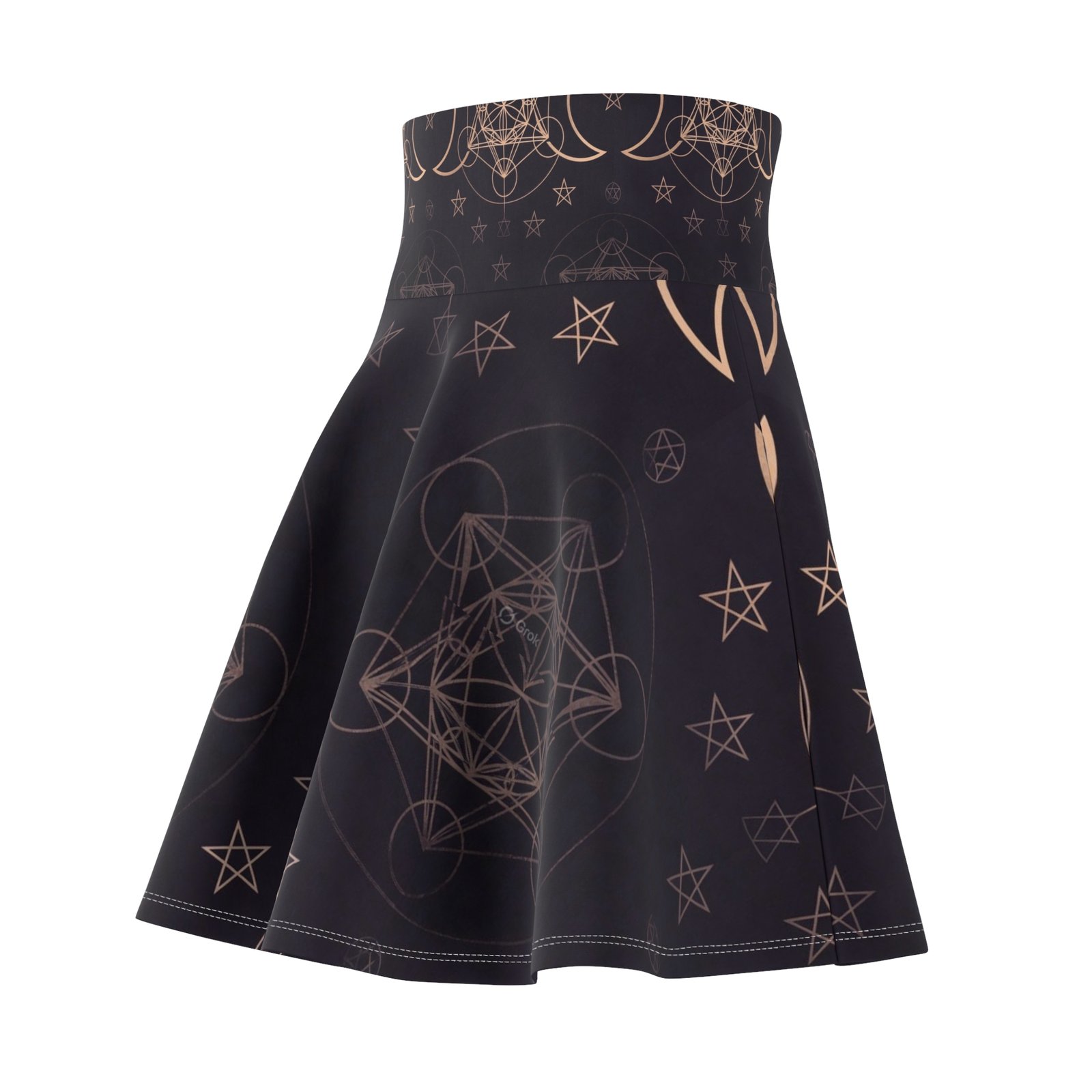 Mystic Moon Skater Skirt — Celestial Crescent & Sacred Geometry Print - Image 5