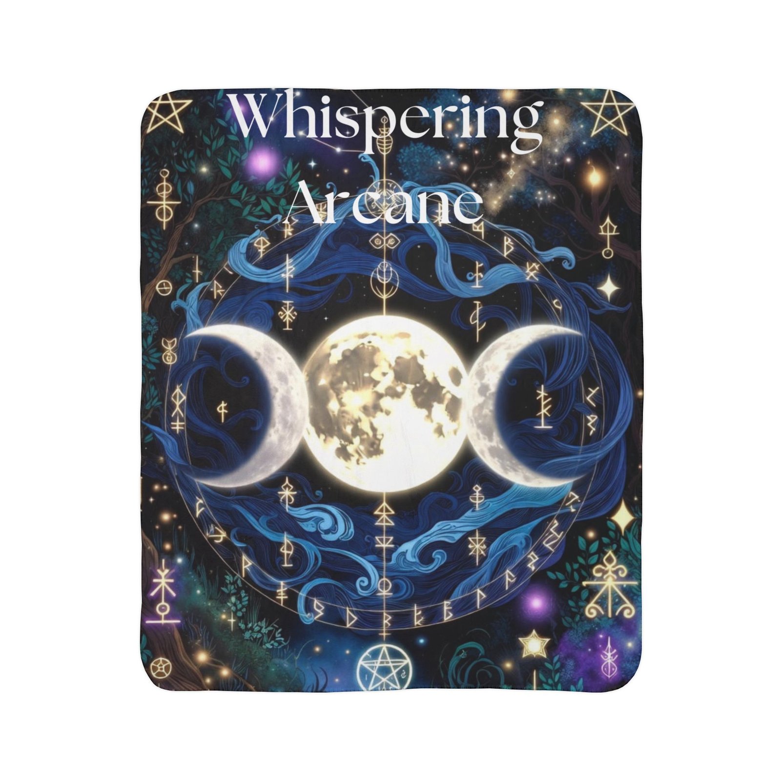 Whispering Arcane Moon Triple Goddess Fleece Sherpa Blanket - Image 14