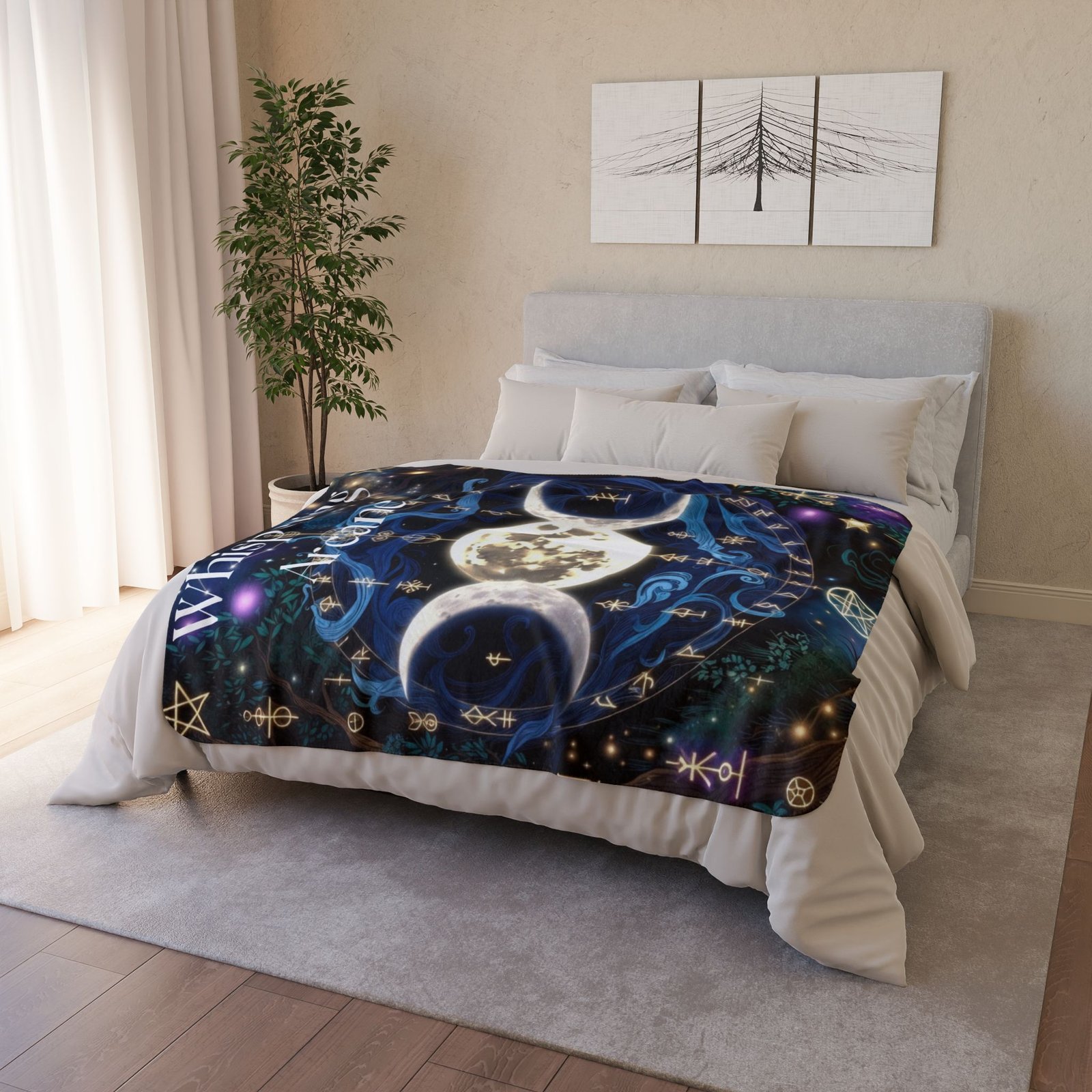 Whispering Arcane Moon Triple Goddess Fleece Sherpa Blanket - Image 13
