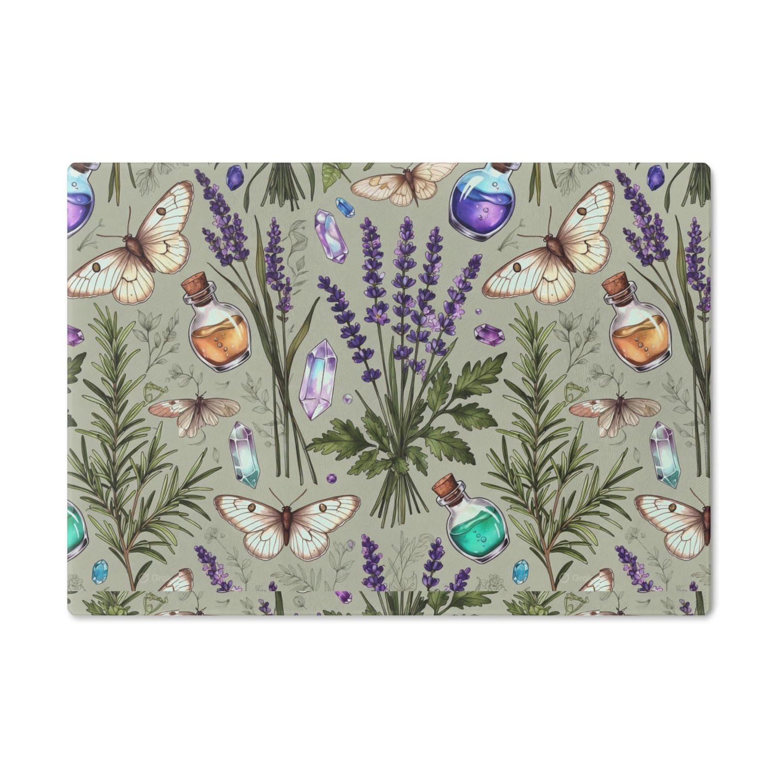 Herbal Apothecary Cutting Board — Lavender, Botanicals & Potion Bottle Kitchen Decor - Image 5