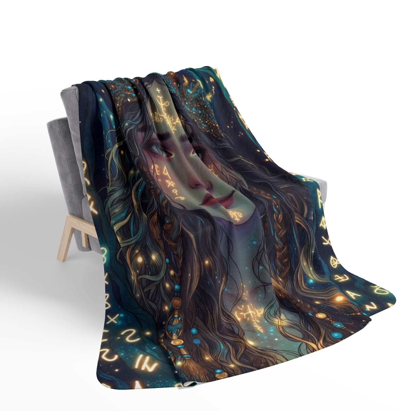 Mystic Forest Queen Sherpa Blanket — Ethereal Goddess Fleece Throw - Image 6